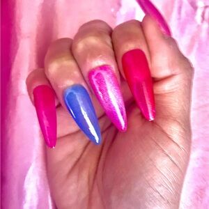 Pink and Blue Ombre Glitter Jelly Press-On Nails